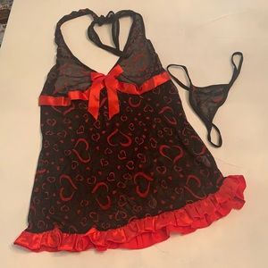 NWOT Heart Lingerie & Thong Panty